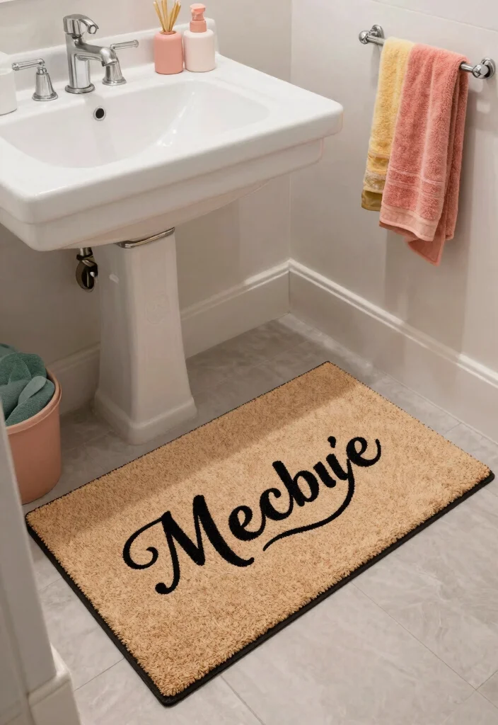 15 Dorm Bathroom Ideas With Cute Bath Mats And Rugs - 15. Personalized Mats 1