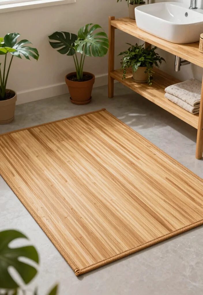 15 Dorm Bathroom Ideas With Cute Bath Mats And Rugs - 7. Eco-Friendly Bamboo Mats 1