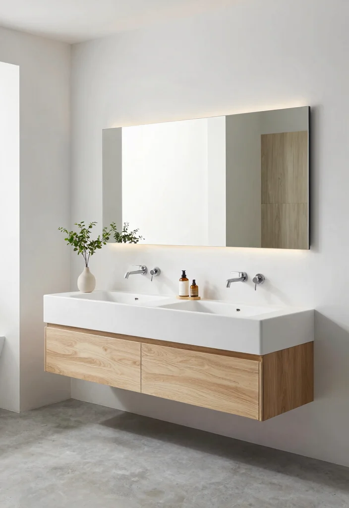 15 Double Vanity Bathroom Ideas For Shared Comfort - 1. Sleek Minimalism 1