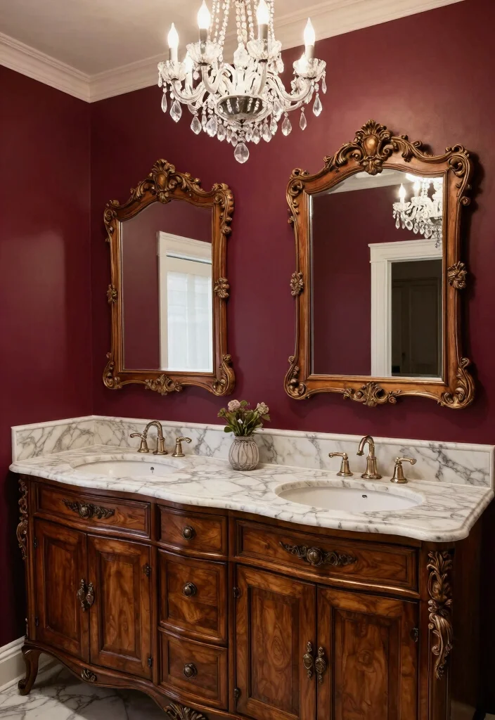 15 Double Vanity Bathroom Ideas For Shared Comfort - 12. Vintage Glam 1