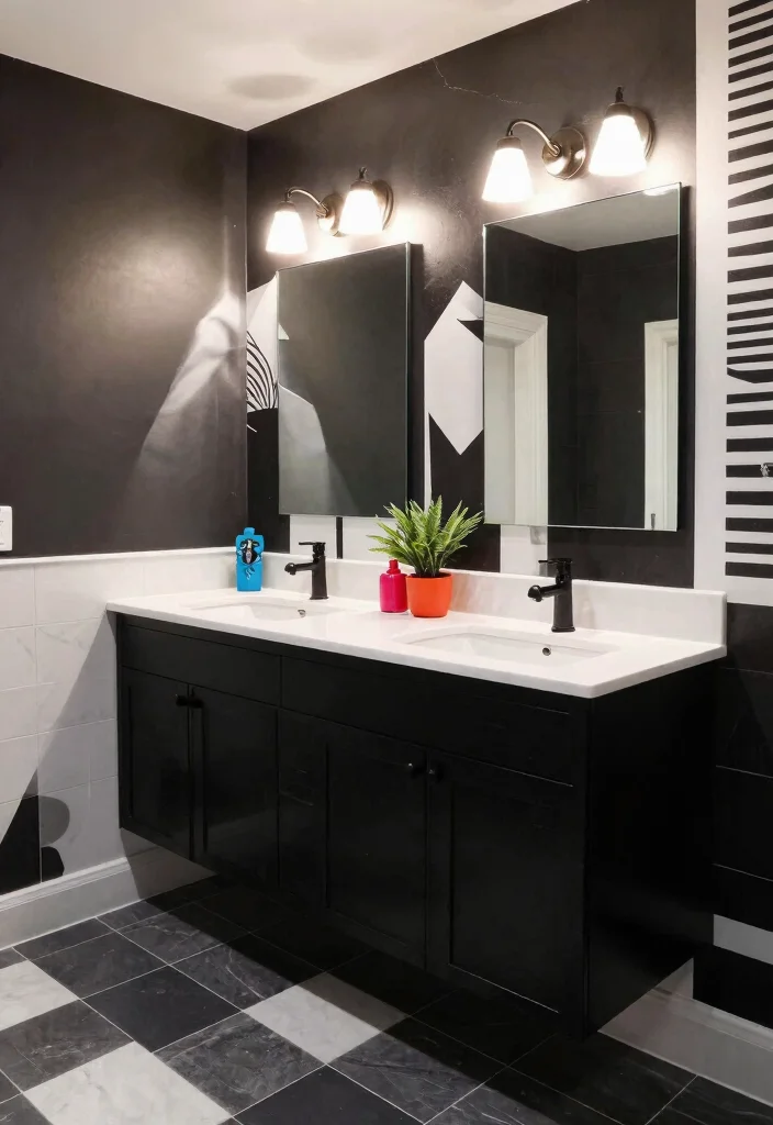 15 Double Vanity Bathroom Ideas For Shared Comfort - 15. High-Contrast Design 1