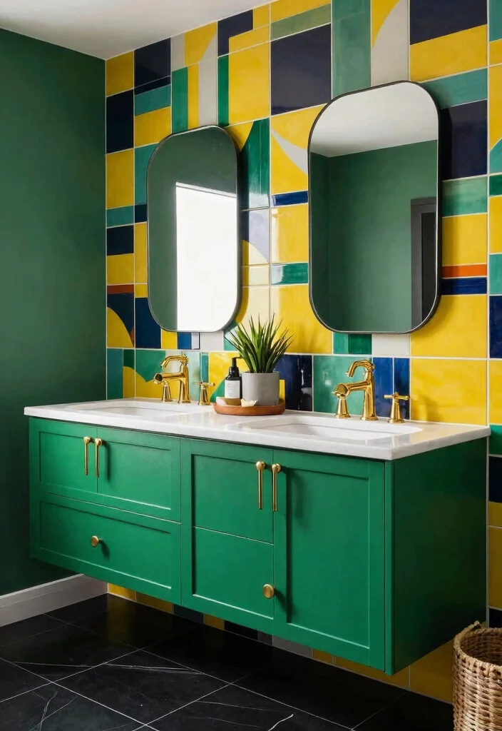 15 Double Vanity Bathroom Ideas For Shared Comfort - 4. Bold & Beautiful 1