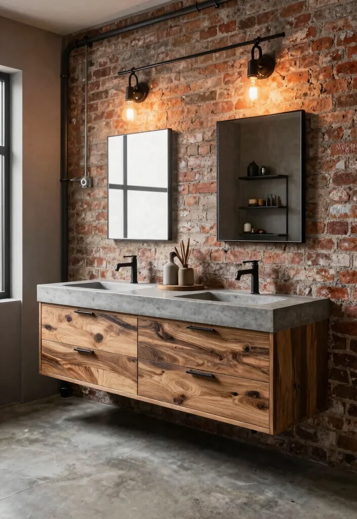 15 Double Vanity Bathroom Ideas For Shared Comfort - 6. Industrial Chic 1