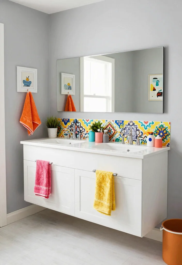 15 Double Vanity Bathroom Ideas For Shared Comfort - 7. Colorful Accents 1