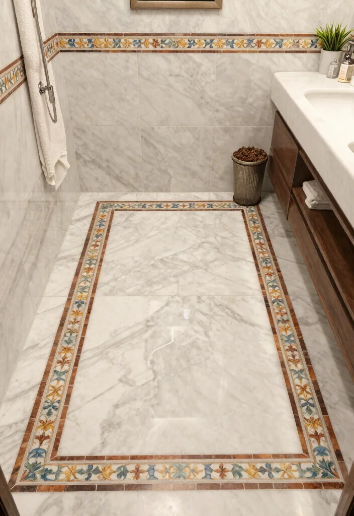 15 Marble Tile Bathroom Floor Ideas For Luxury Style - 15. Personalizing Your Marble Tile Design 1