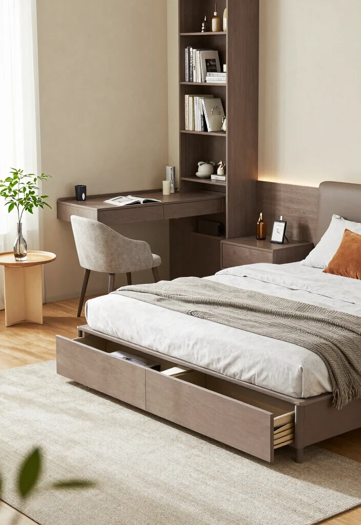 15 Medium Size Bedroom Ideas: Balanced Comfortable Layouts - 2. Multi-Functional Furniture Magic 1