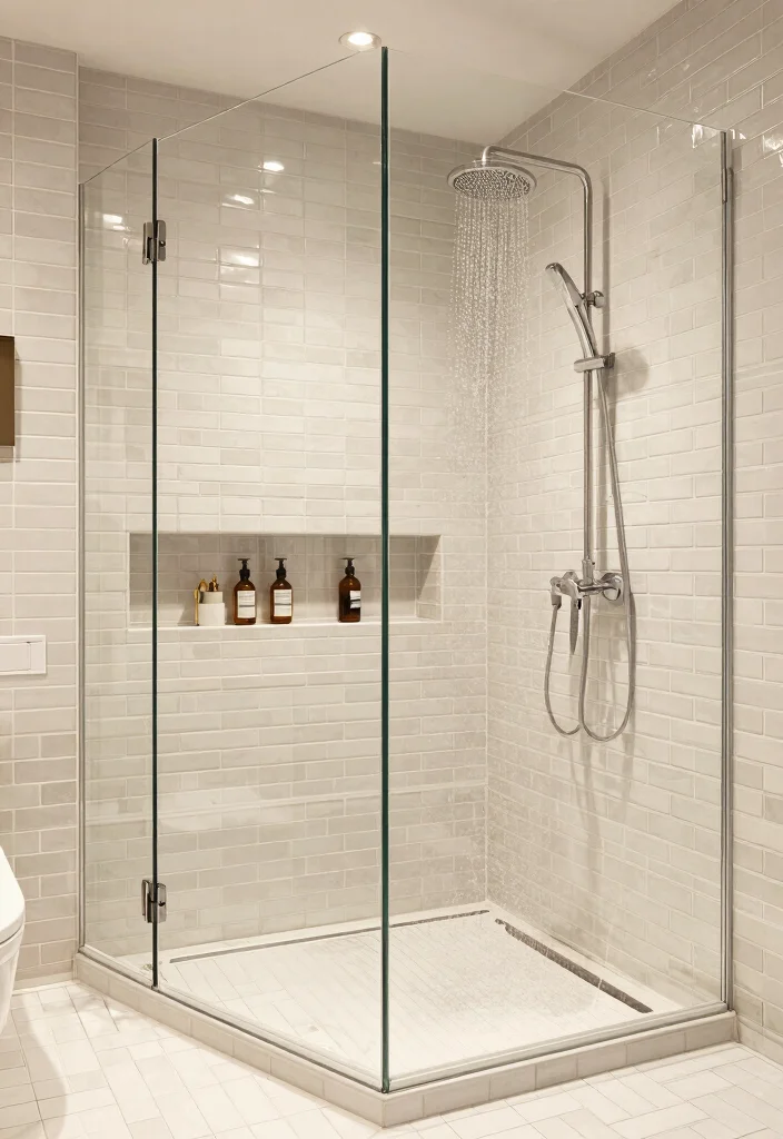 15 Metro Tile Bathroom Ideas For Urban Living - 11. Open Shower Design 1