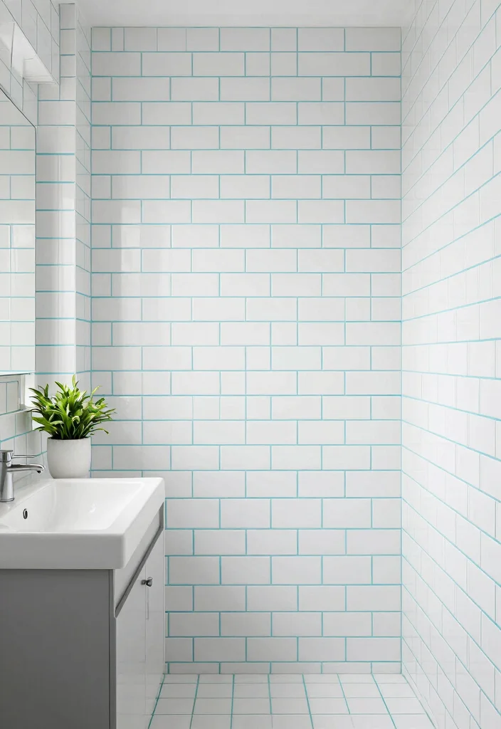 15 Metro Tile Bathroom Ideas For Urban Living - 6. Colorful Grout Magic 1