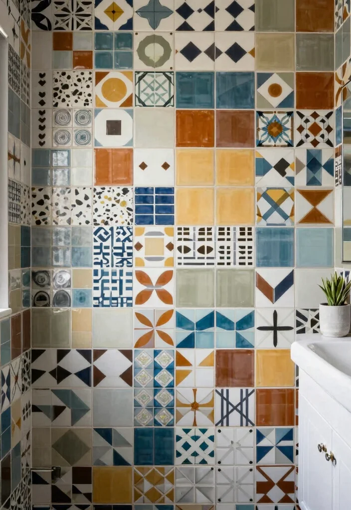 15 Metro Tile Bathroom Ideas For Urban Living - 9. Mixing Patterns 1