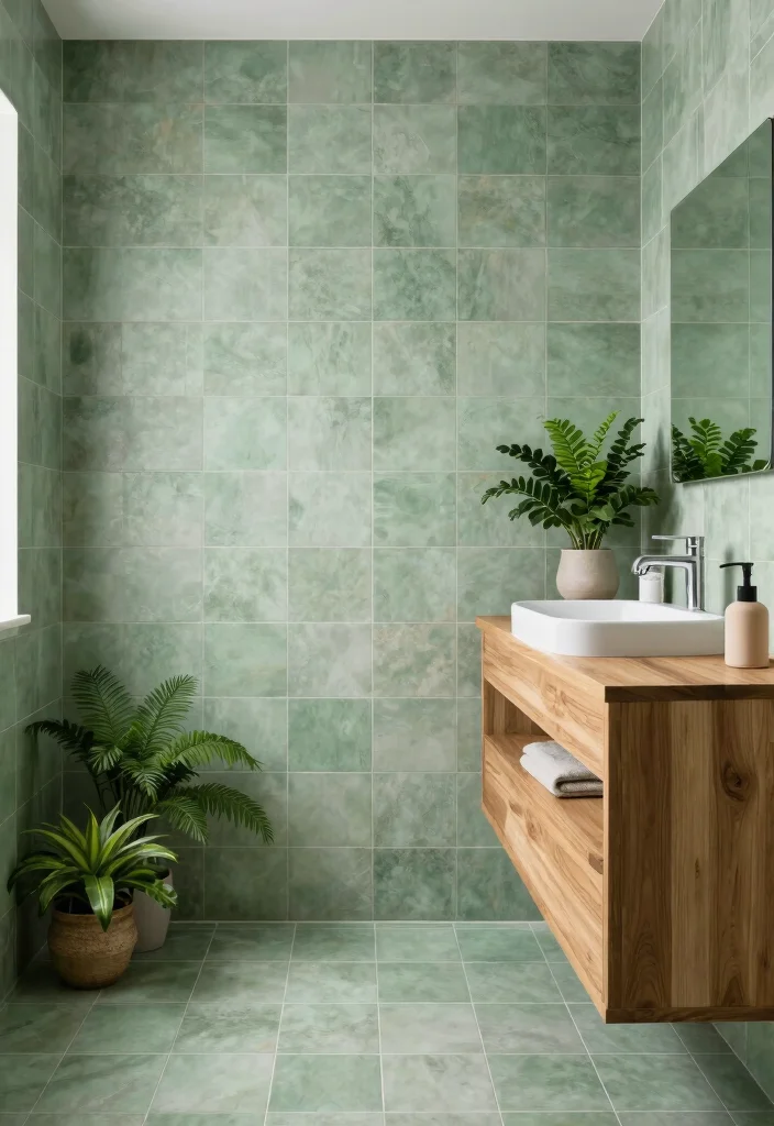 15 Sage Green Bathroom Tile Ideas For Calm Interiors - 15. Sustainable Sage Green Tile Options 1