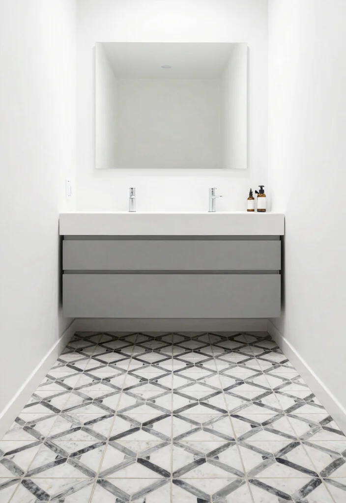 15 Saltillo Tile Bathroom Ideas With Rustic Warmth - 2. Geometric Patterns for a Modern Twist 1