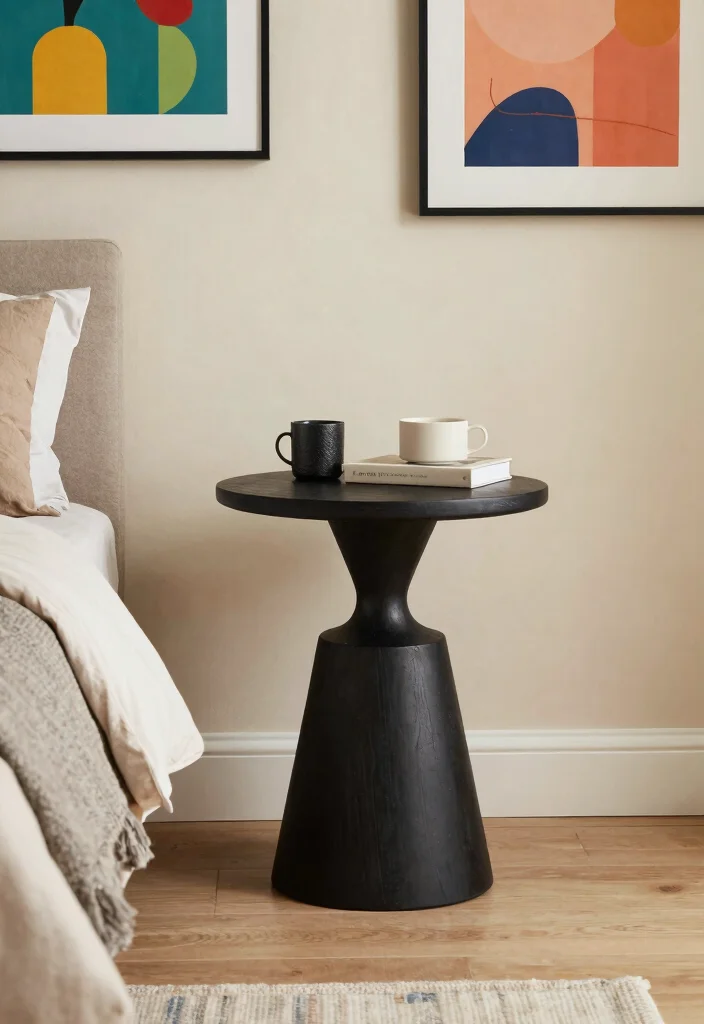 15 Side Tables Bedroom Modern Luxury Ideas for a Sleek, Elegant Touch - 12. Artful Statement Pieces 1