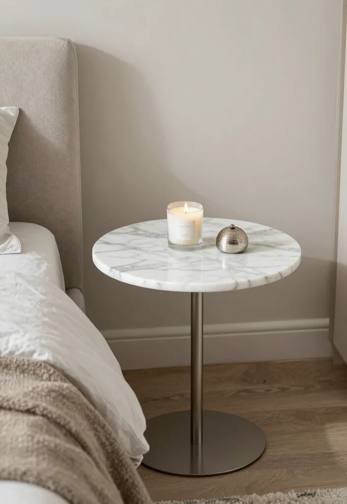 15 Side Tables Bedroom Modern Luxury Ideas for a Sleek, Elegant Touch - 3. Minimalist Marble Glam 1