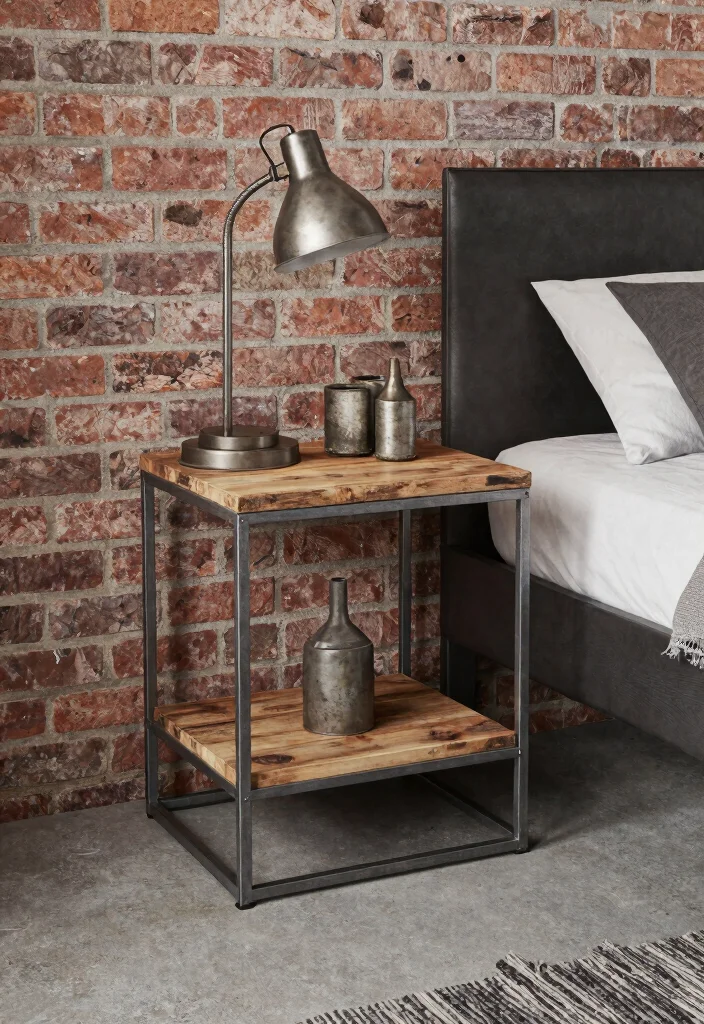 15 Side Tables Bedroom Modern Luxury Ideas for a Sleek, Elegant Touch - 5. Industrial Edge 1