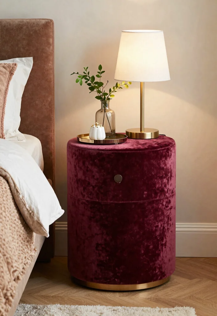 15 Side Tables Bedroom Modern Luxury Ideas for a Sleek, Elegant Touch - 7. Luxe Textured Fabrics 1