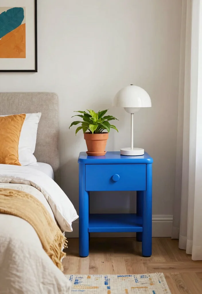 15 Side Tables Bedroom Modern Luxury Ideas for a Sleek, Elegant Touch - 9. Bold Color Statement 1