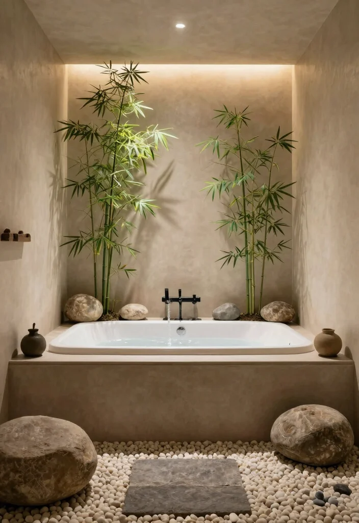 15 Soaker Tub Bathroom Ideas For Relaxing Spaces - 13. Zen Garden Inspiration 1