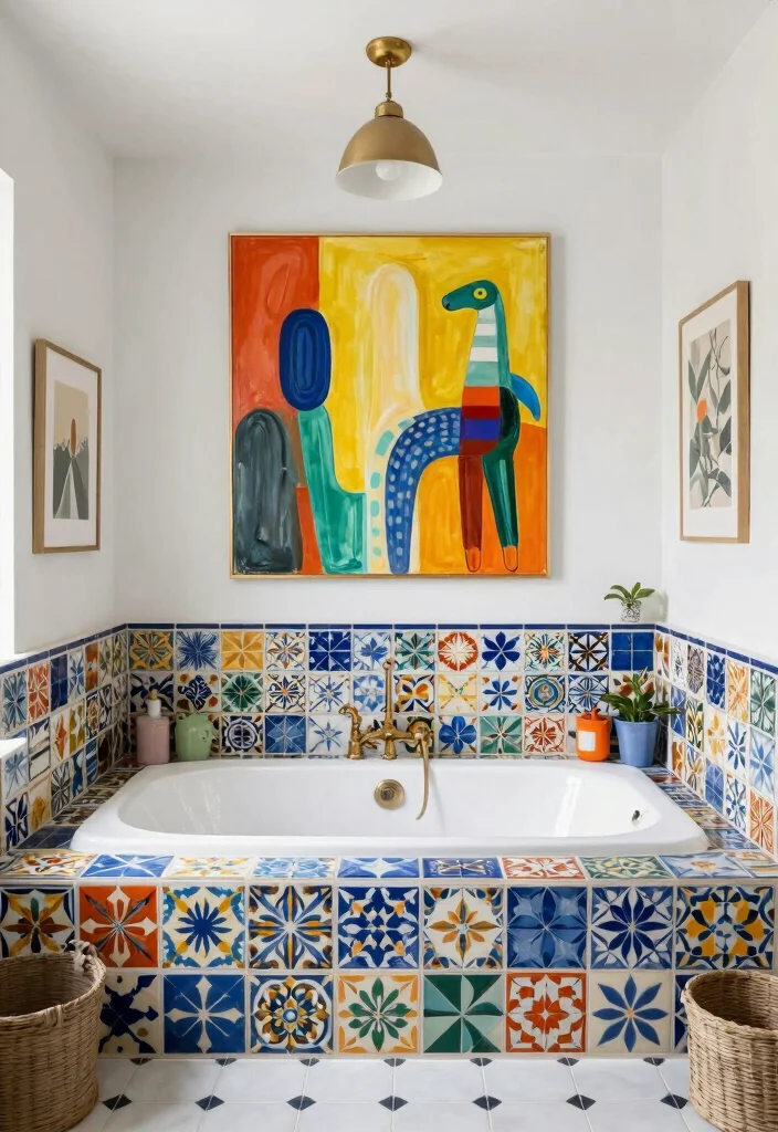 15 Soaker Tub Bathroom Ideas For Relaxing Spaces - 14. Artistic Expressions 1