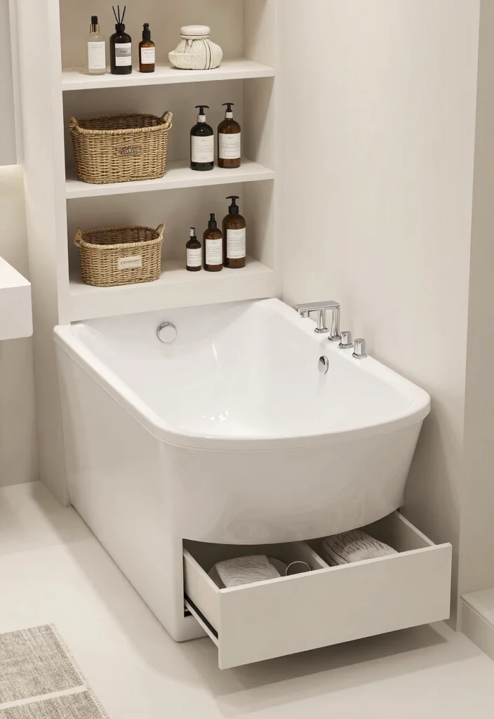 15 Soaker Tub Bathroom Ideas For Relaxing Spaces - 15. Smart Storage Solutions 1