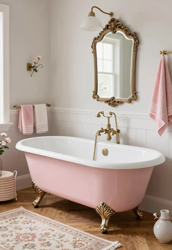 15 Soaker Tub Bathroom Ideas For Relaxing Spaces - 4. Vintage Charm with Modern Touches 1