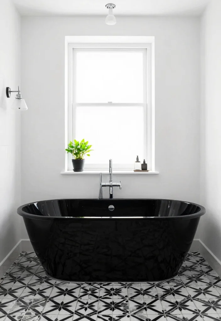 15 Soaker Tub Bathroom Ideas For Relaxing Spaces - 5. Monochrome Elegance 1