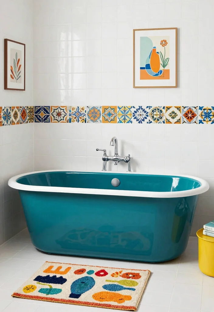 15 Soaker Tub Bathroom Ideas For Relaxing Spaces - 9. Bold Color Statements 1
