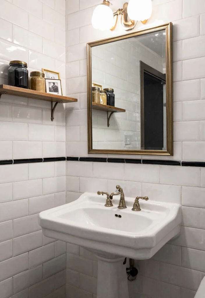15 Stunning Black And White Vintage Tile Bathroom Ideas - 2. Vintage Subway Tile Walls 1