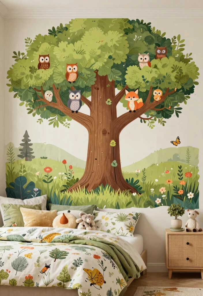15 Wall Doodle Art Bedroom Ideas: Fun Artistic Expression - 1. Whimsical Forest Adventure 1
