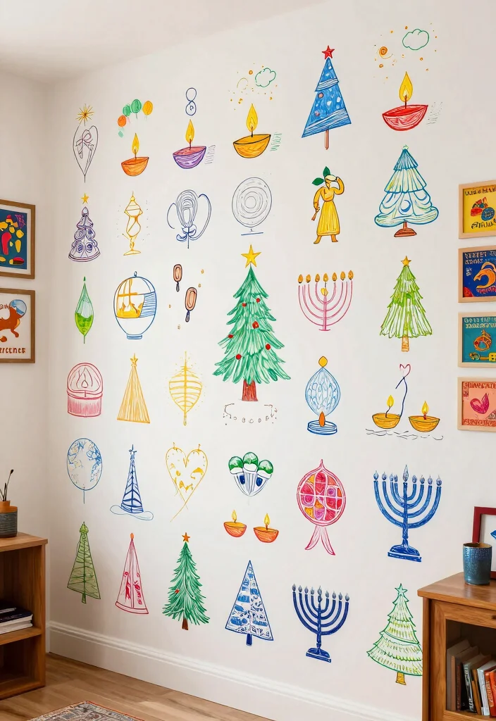 15 Wall Doodle Art Bedroom Ideas: Fun Artistic Expression - 10. Cultural Celebrations 1