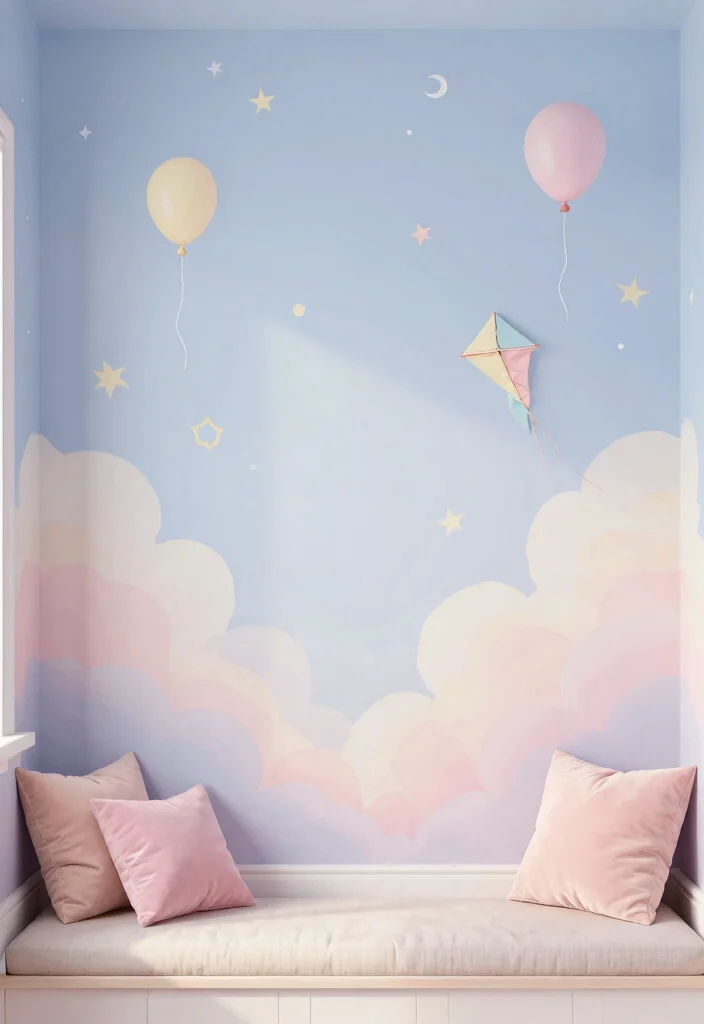 15 Wall Doodle Art Bedroom Ideas: Fun Artistic Expression - 14. Dreamy Sky 1