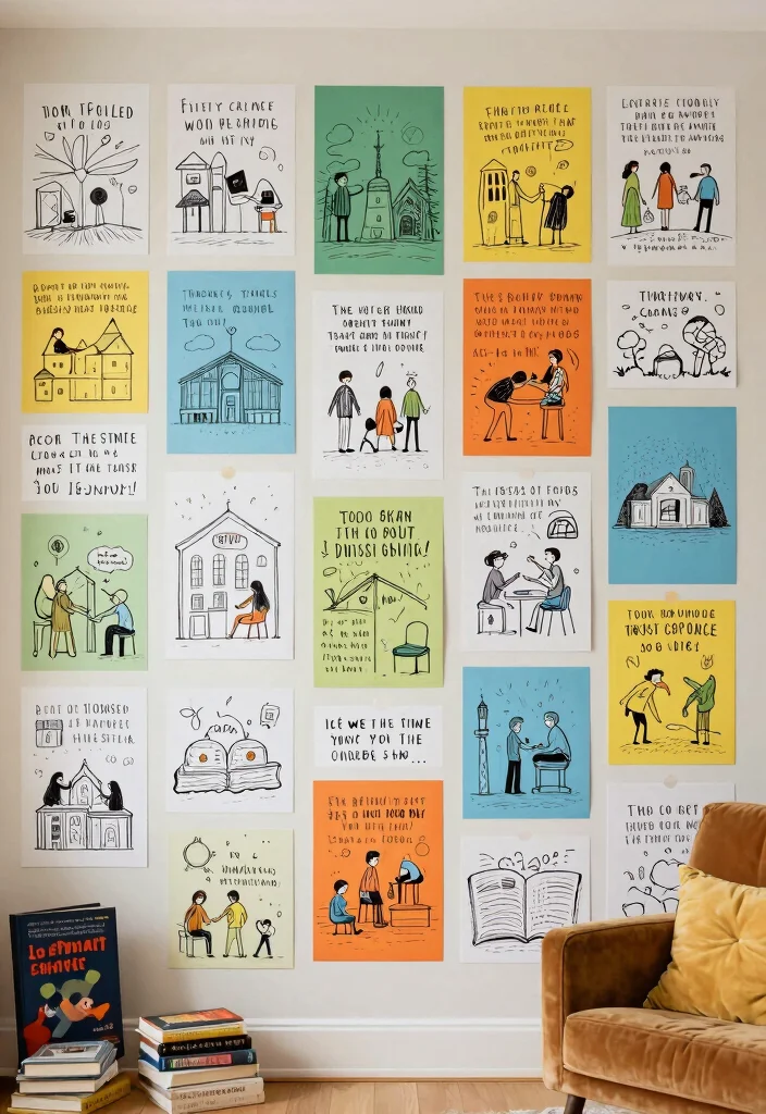 15 Wall Doodle Art Bedroom Ideas: Fun Artistic Expression - 15. Personalized Story Wall 1