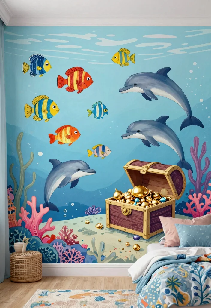 15 Wall Doodle Art Bedroom Ideas: Fun Artistic Expression - 3. Under the Sea 1