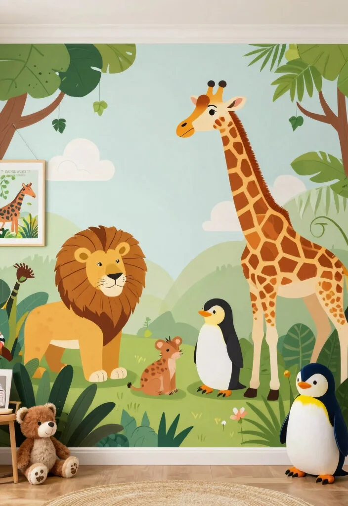 15 Wall Doodle Art Bedroom Ideas: Fun Artistic Expression - 5. Animal Kingdom 1