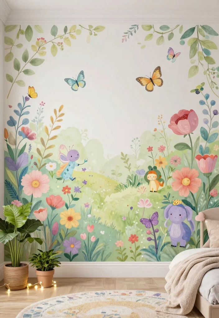 15 Wall Doodle Art Bedroom Ideas: Fun Artistic Expression - 6. Enchanted Garden 1
