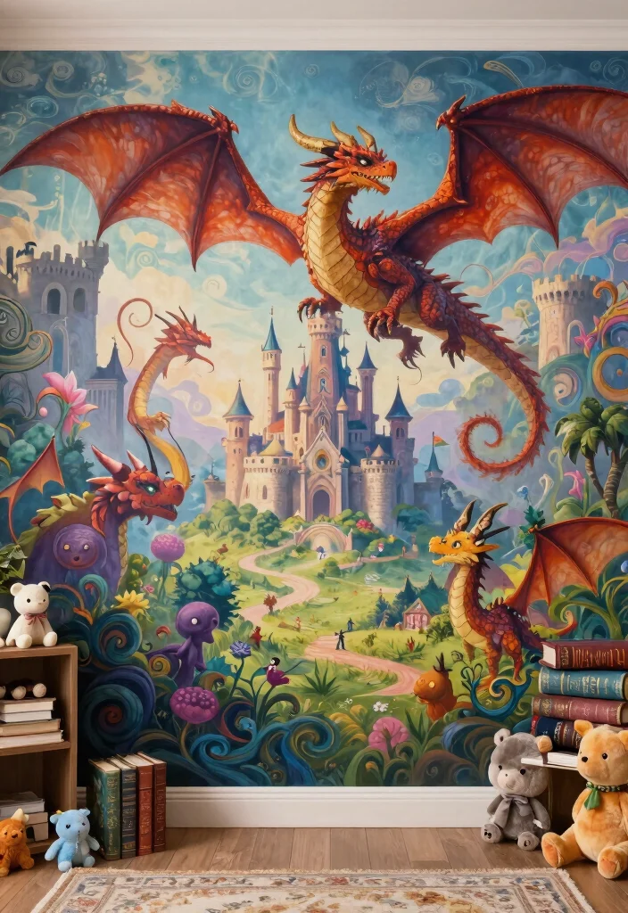 15 Wall Doodle Art Bedroom Ideas: Fun Artistic Expression - 8. Fantasy World 1