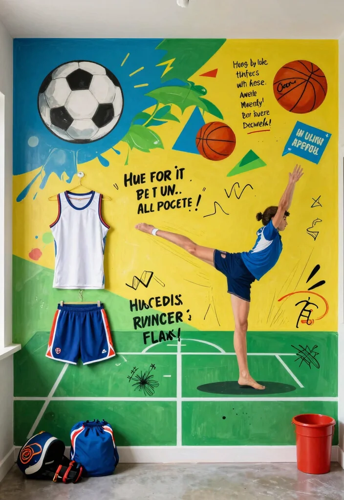 15 Wall Doodle Art Bedroom Ideas: Fun Artistic Expression - 9. Sports Haven 1