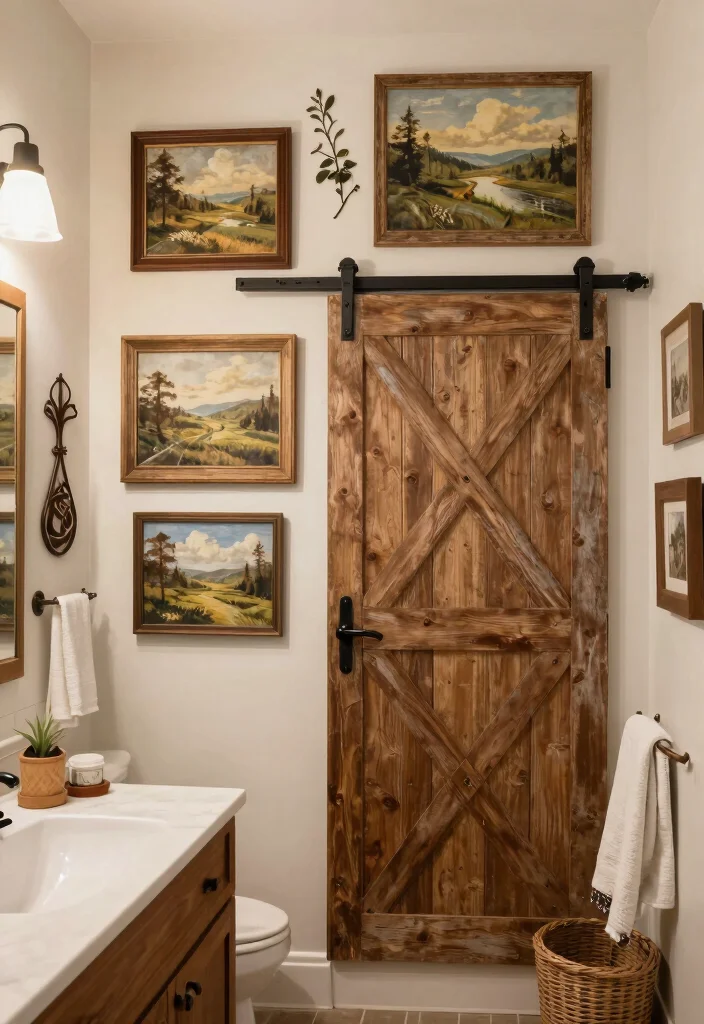 16 Barn Bathroom Ideas With Country Rustic Mood - 10. Rustic Wall Art 1