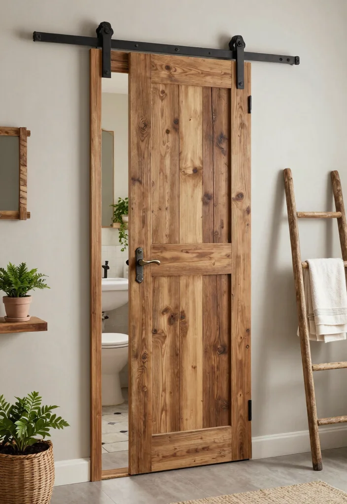 16 Barn Bathroom Ideas With Country Rustic Mood - 3. Vintage Barn Doors 1
