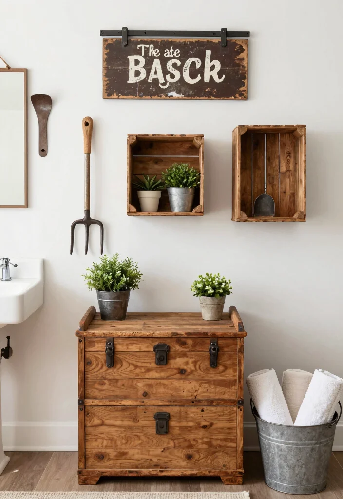 16 Barn Bathroom Ideas With Country Rustic Mood - 7. Vintage Barn Accents 1