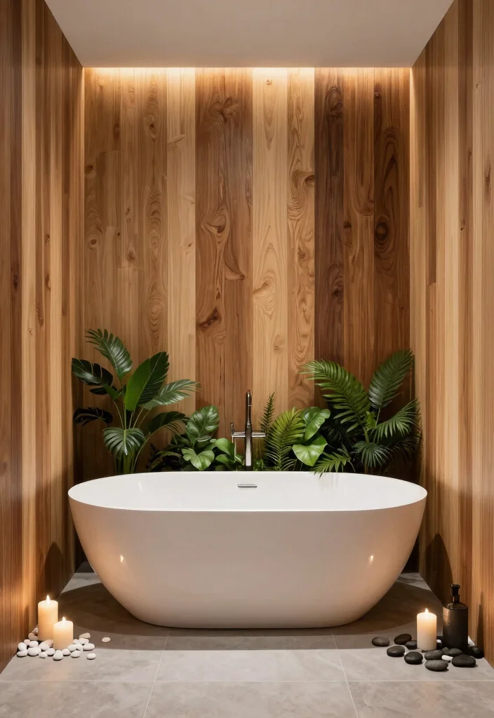 16 Bathroom Wall Design Ideas That Transform Your Space - 1. Natural Wood Panels for a Warm, Inviting Feel 1