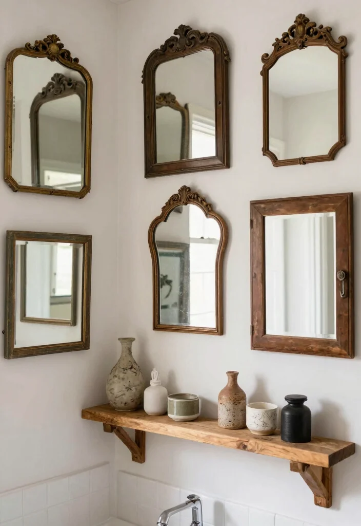 16 Bathroom Wall Design Ideas That Transform Your Space - 5. Upcycled Wall Decor for a Unique Touch 1