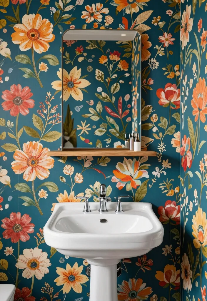 16 Bathroom Wall Design Ideas That Transform Your Space - 6. Bold Wallpaper for a Statement 1