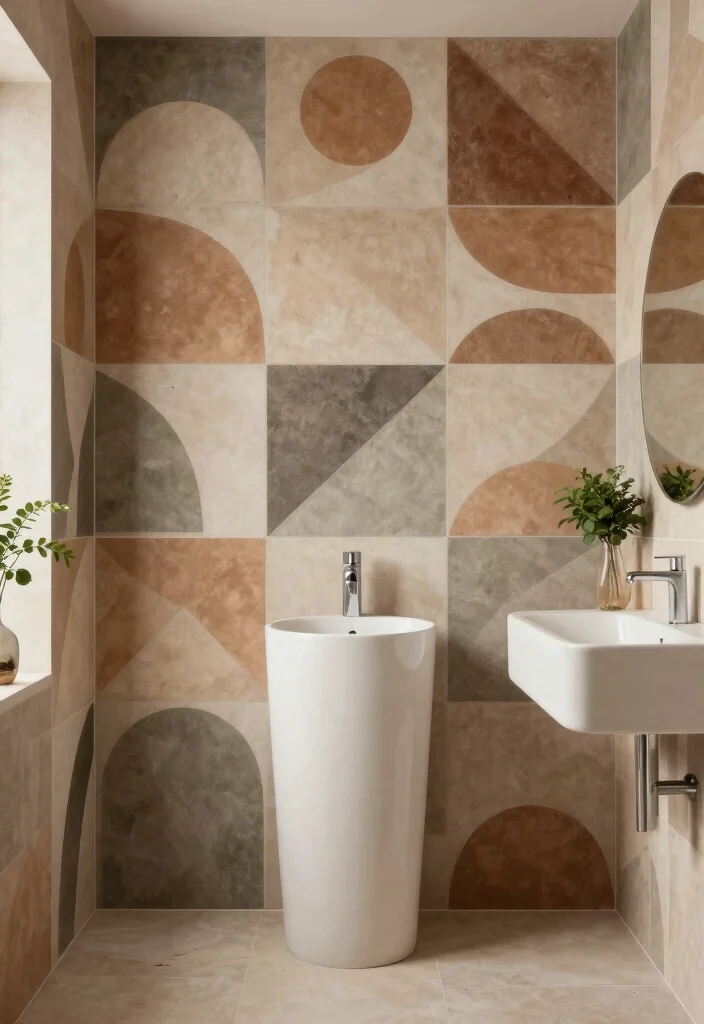 16 Bathroom Wall Design Ideas That Transform Your Space - 8. Geometric Shapes for Modern Flair 1