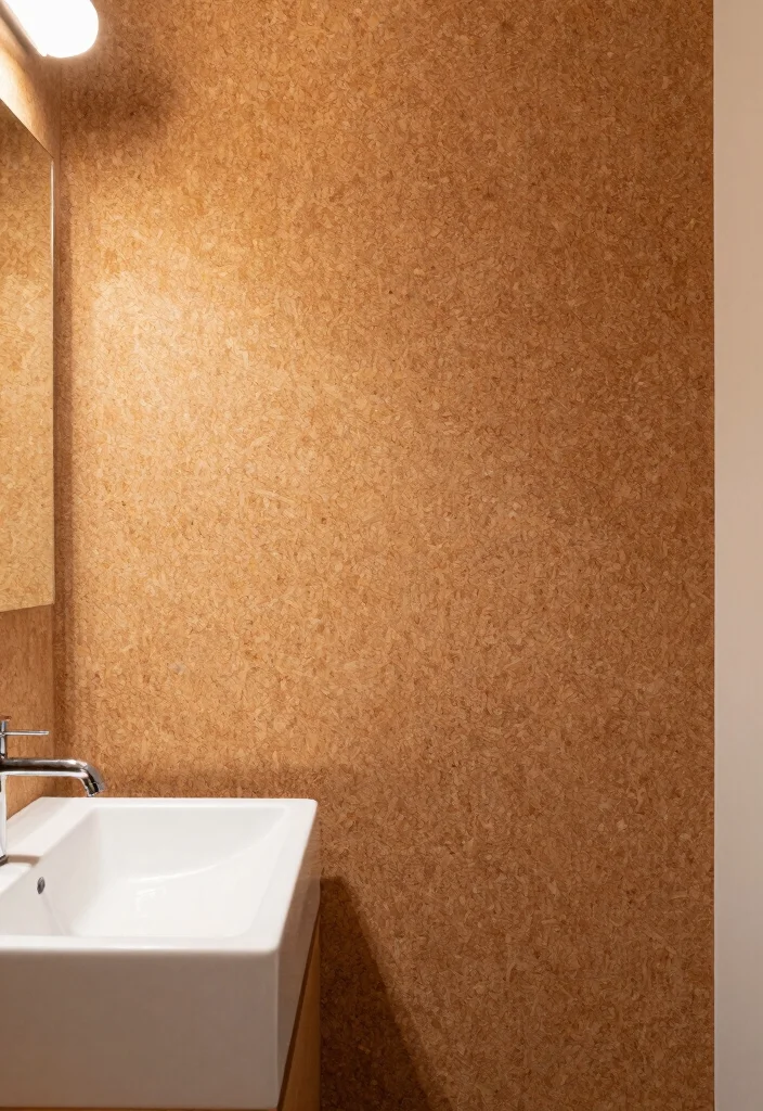 16 Bathroom Wall Design Ideas That Transform Your Space - 9. Cork Walls for a Soft, Acoustic Feel 1