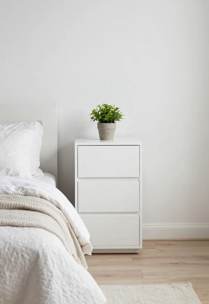 16 Bedroom With One Nightstand Ideas Asymmetrical Modern Style - 10. Minimalist Stacking Nightstands 1