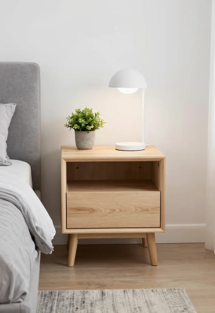 16 Bedroom With One Nightstand Ideas Asymmetrical Modern Style - 15. Open Frame Nightstand 1