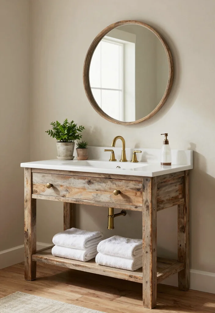 16 Farmhouse Bathroom Vanity Ideas With Rustic Beauty - 1. Reclaimed Barn Wood Charm 1
