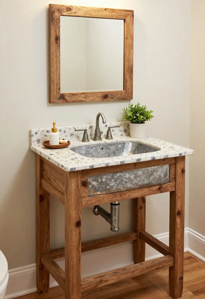 16 Farmhouse Bathroom Vanity Ideas With Rustic Beauty - 6. Vintage Metal Sinks 1