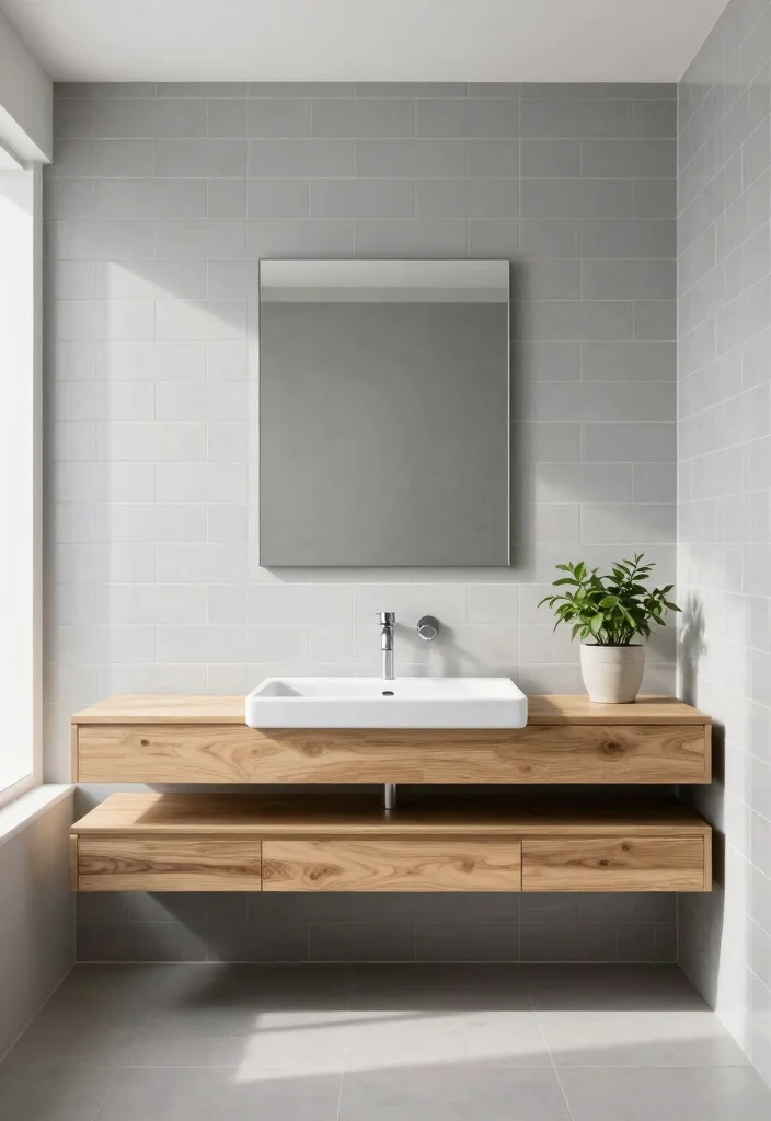 16 Grey Subway Tile Bathroom Ideas For Clean Design - 11. Grey Subway Tiles with Minimalist Fixtures 1