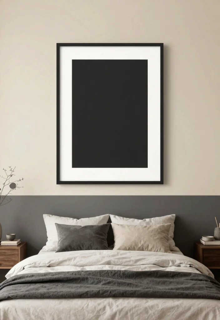 16 Half Painted Wall Bedroom Ideas for a Modern, Creative Look - 12. Statement Wall with Art 1